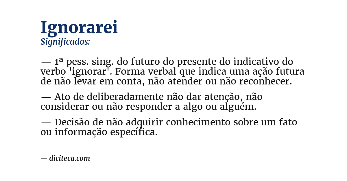 Significado de ignorarei