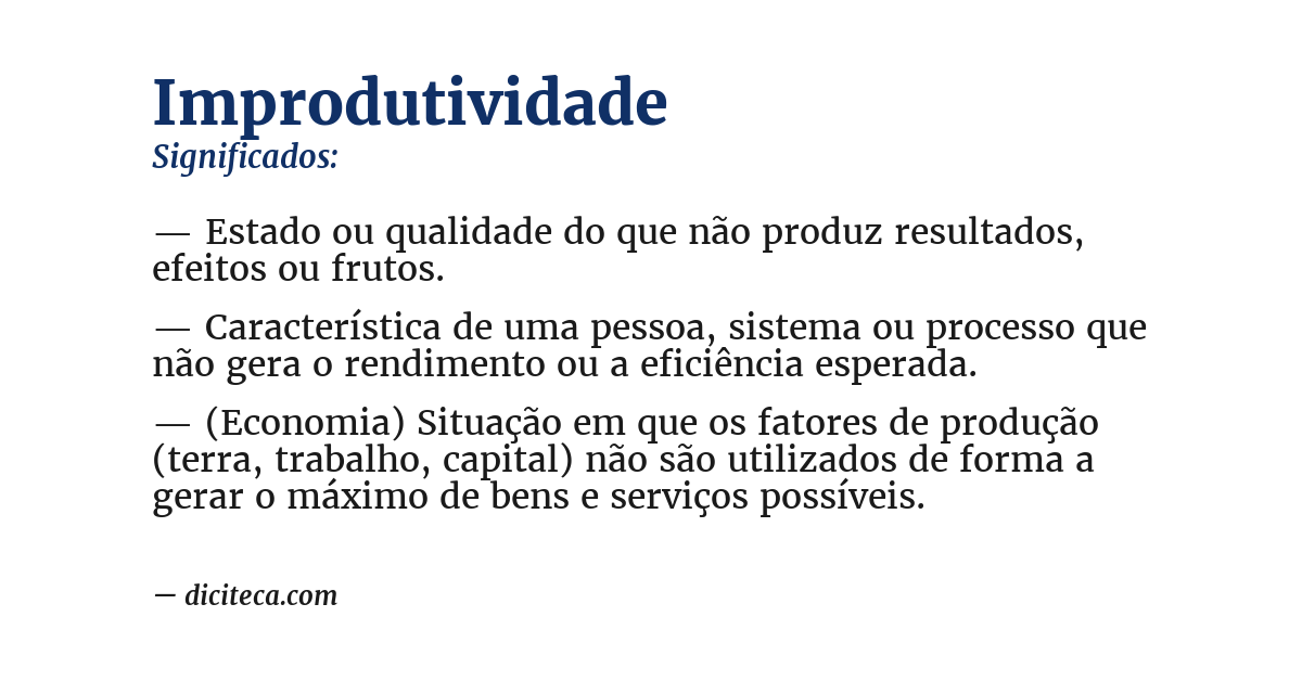 Significado de improdutividade