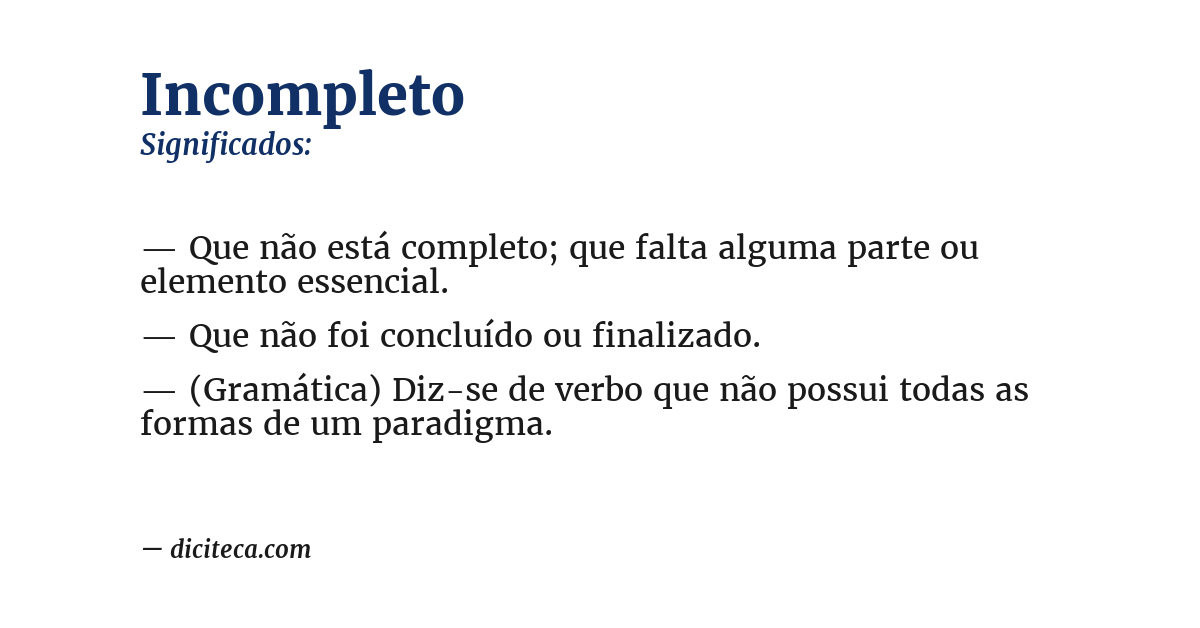 Significado de incompleto
