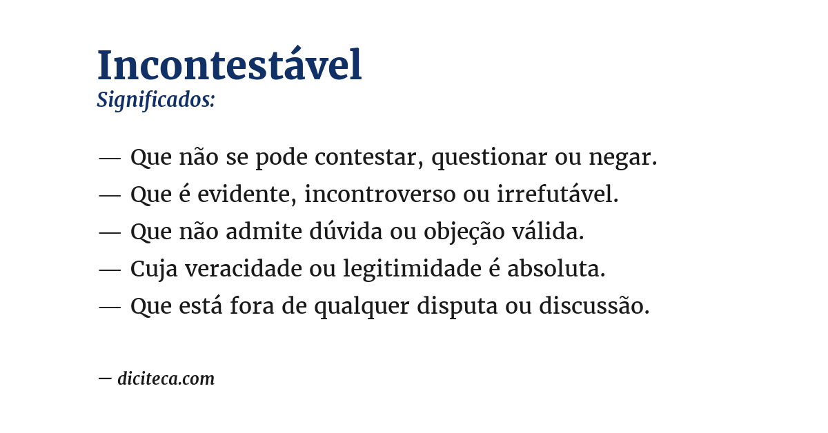 Significado de incontestável