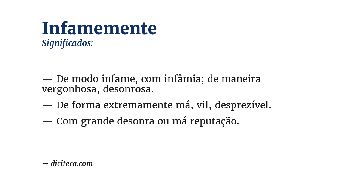 Significado de infamemente