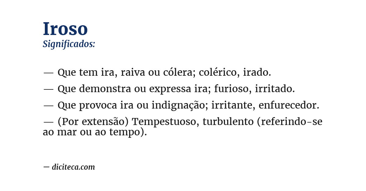 Significado de iroso