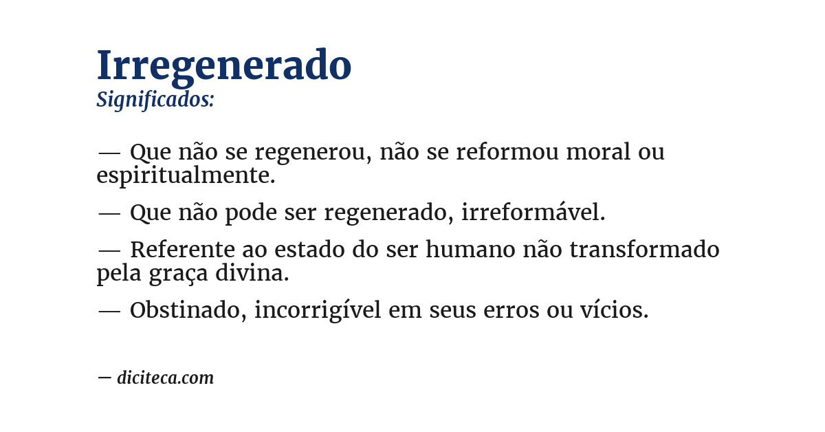 Significado de irregenerado