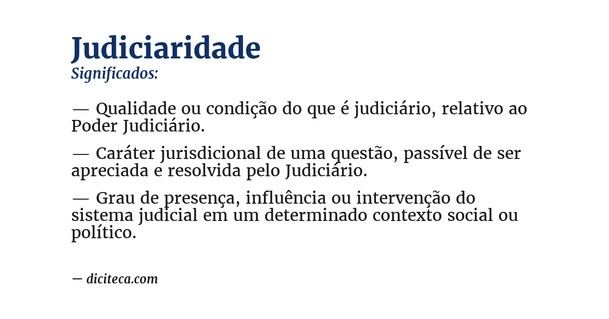 Significado de judiciaridade