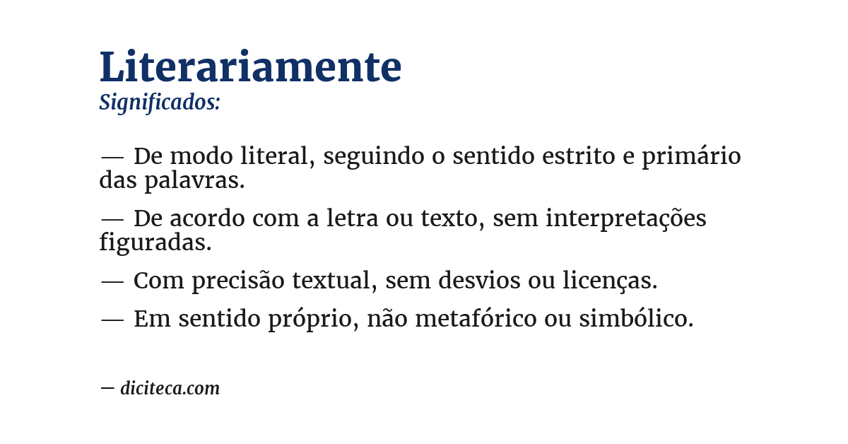 Significado de literariamente