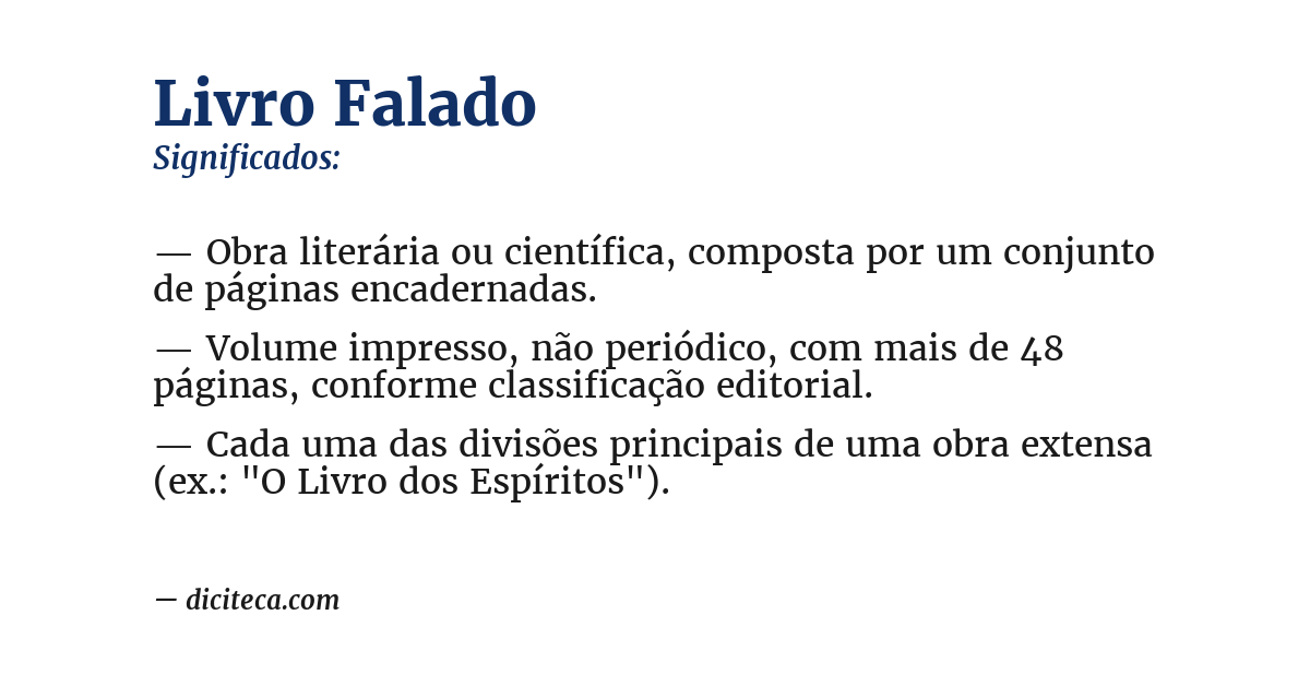 Significado de livro falado