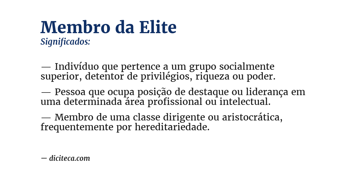 Significado de membro da elite