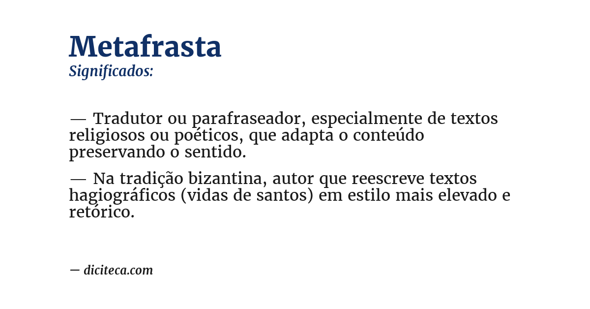 Significado de metafrasta