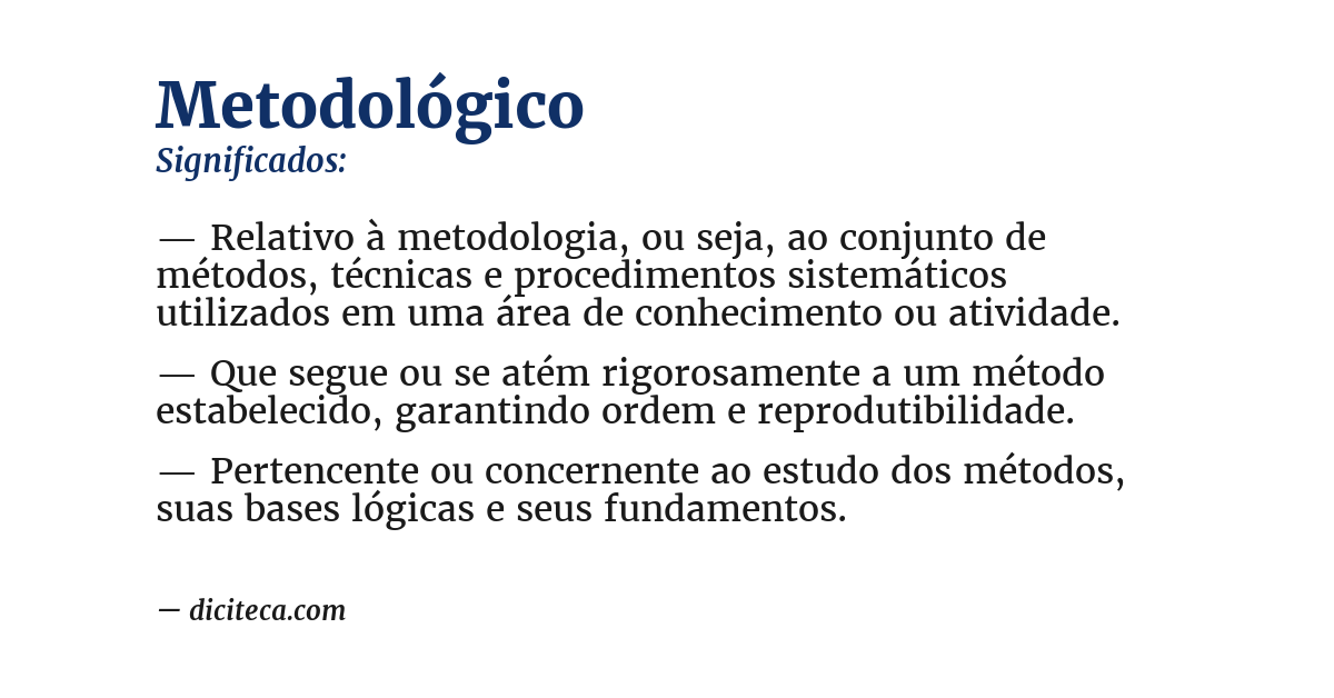 Significado de metodológico