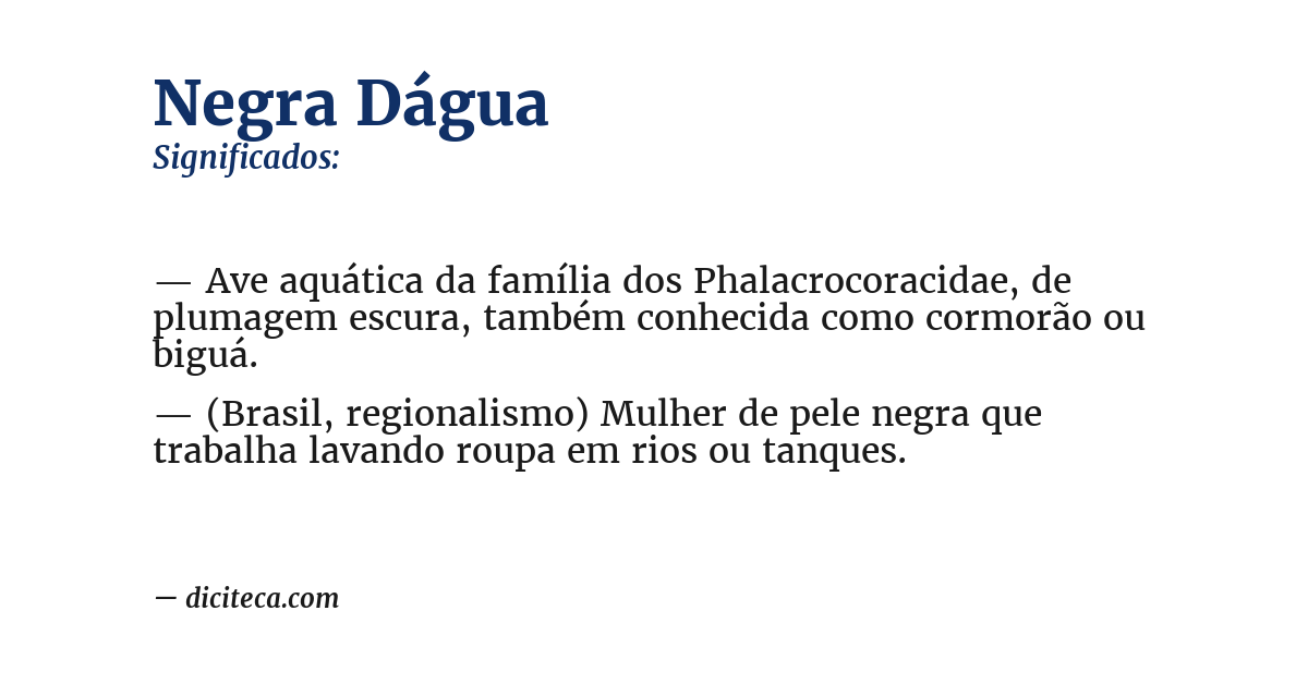 Significado de negra dágua
