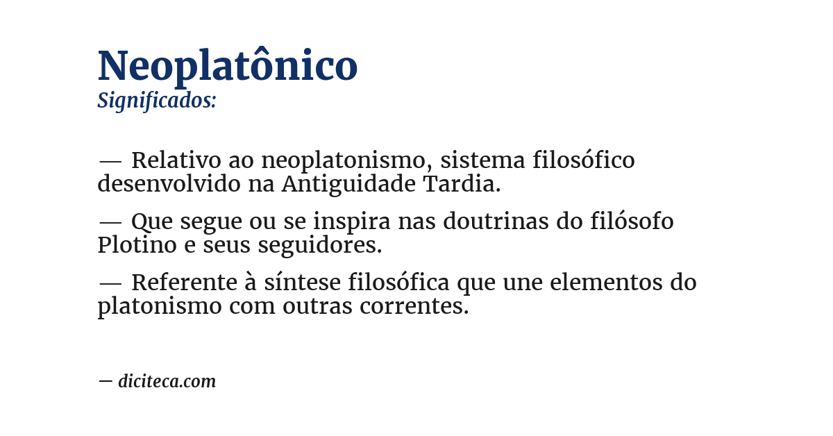 Significado de neoplatônico