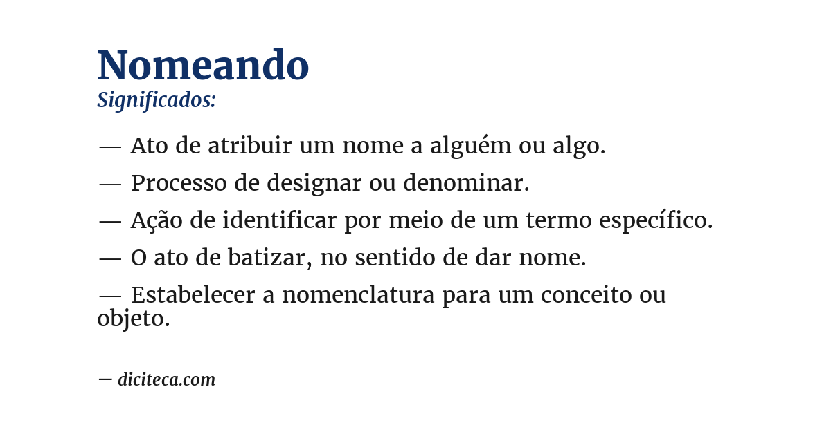 Significado de nomeando