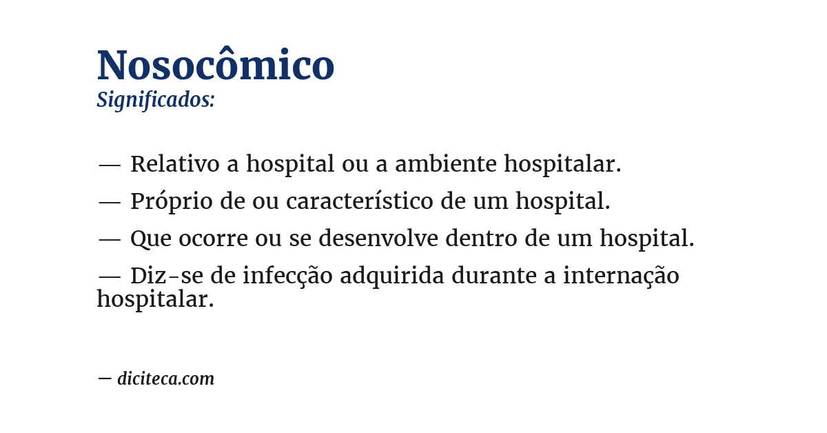 Significado de nosocômico