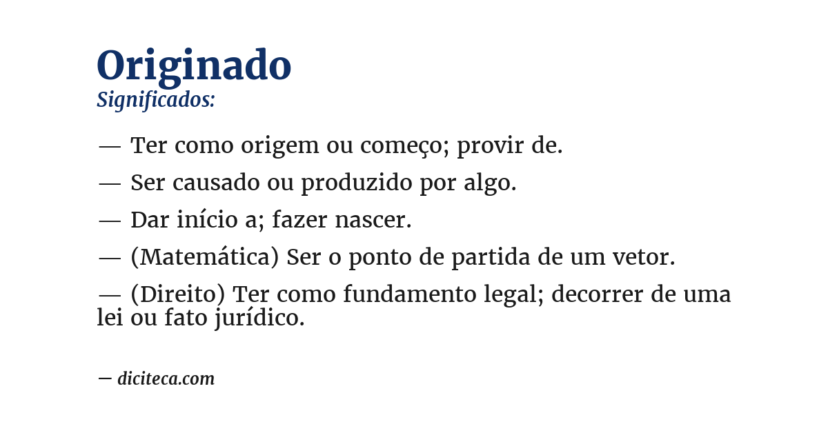 Significado de originado