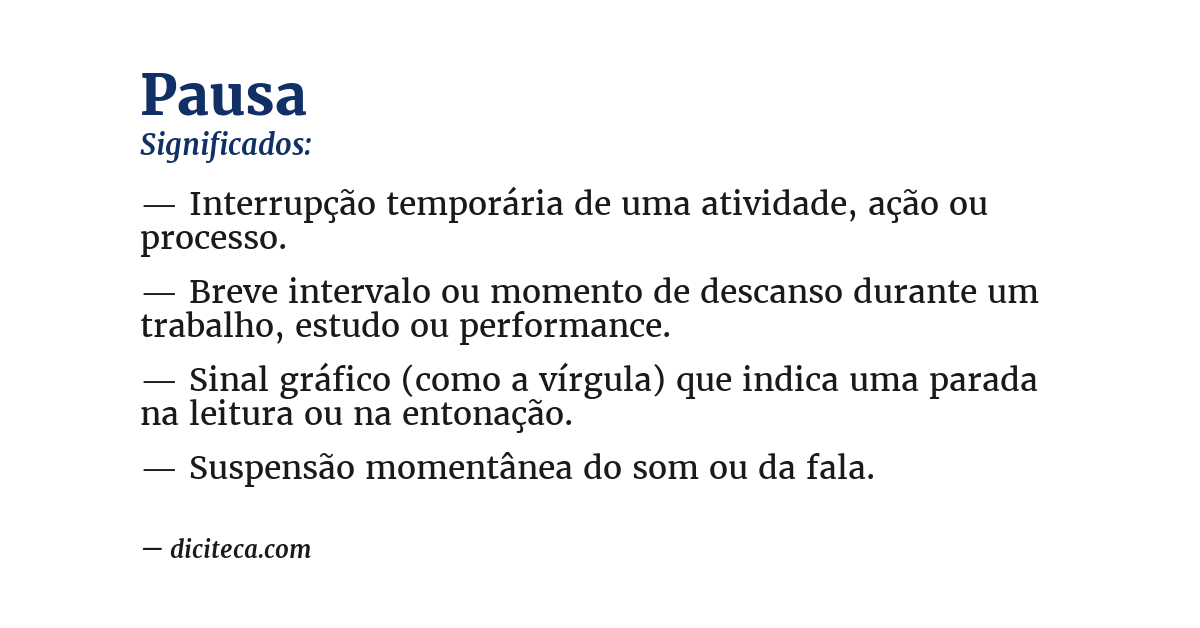 Significado de pausa