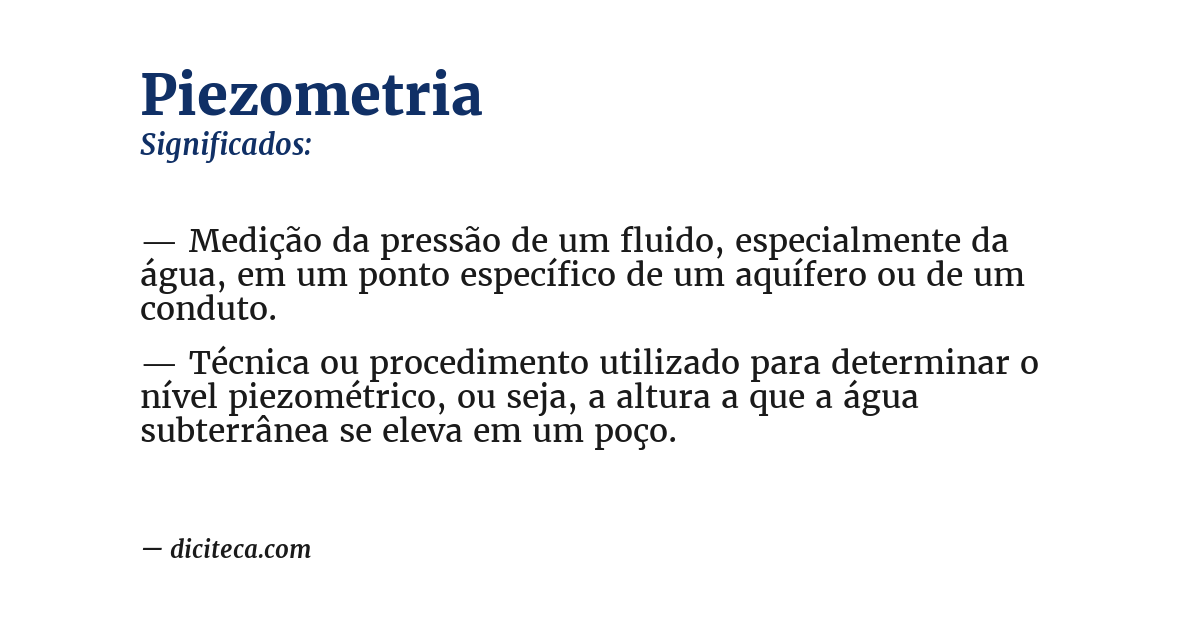 Significado de piezometria