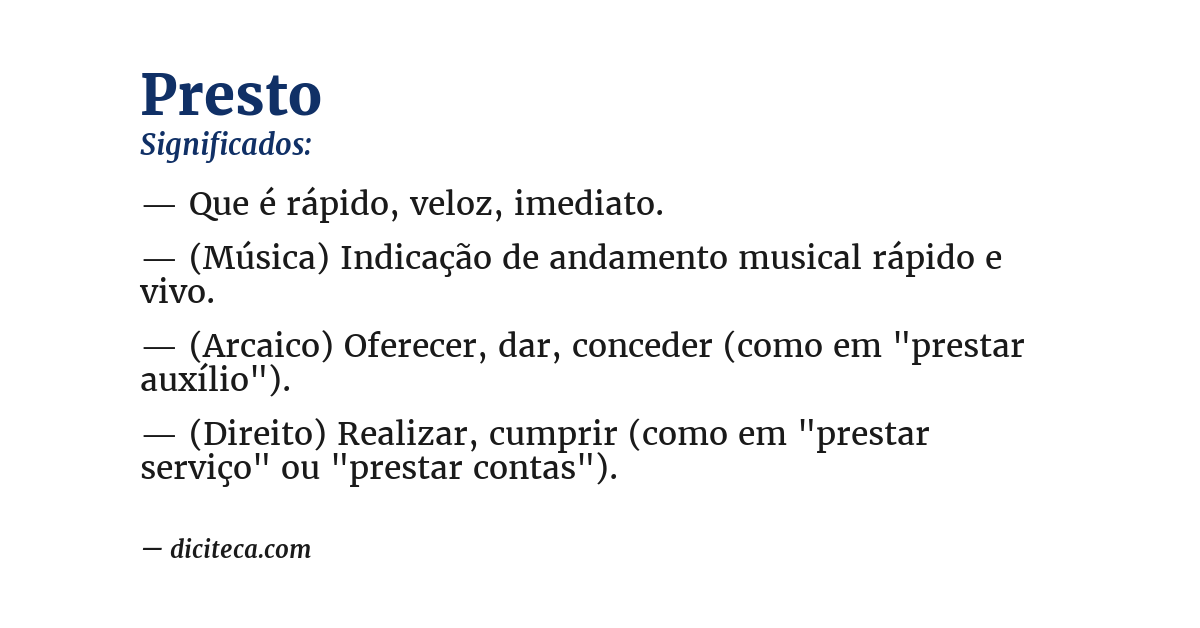 Significado de presto
