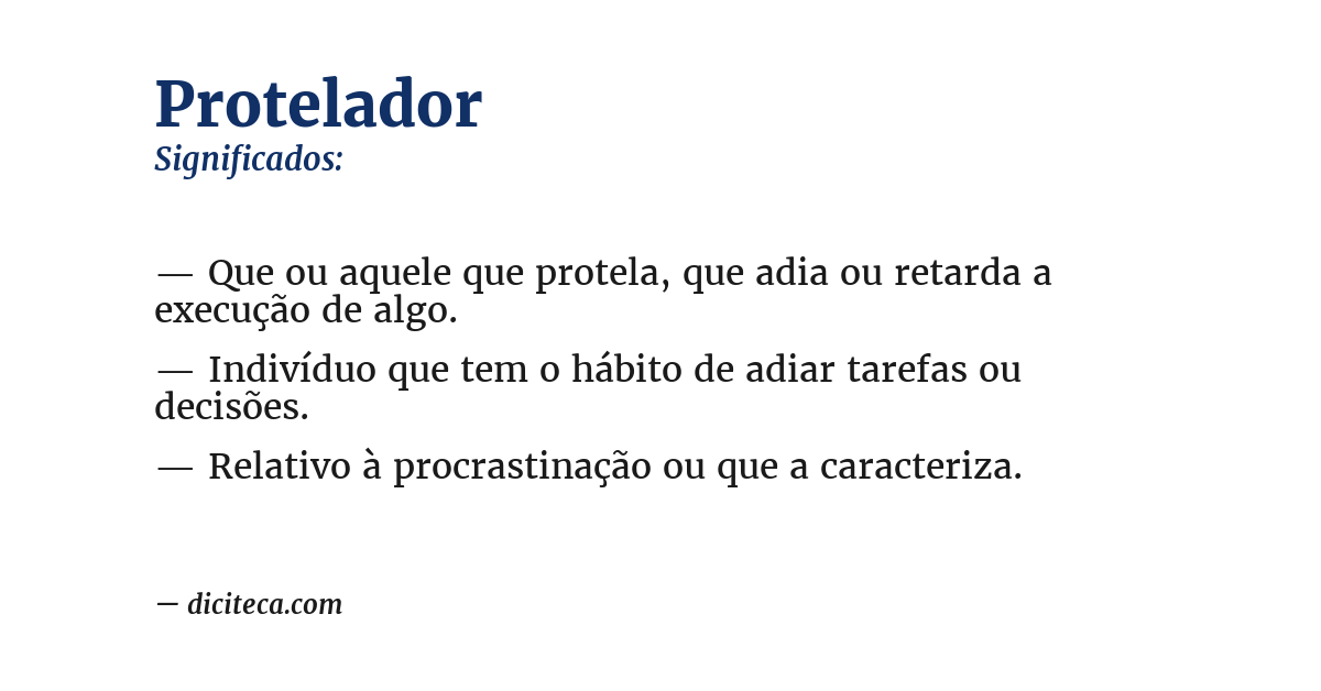 Significado de protelador