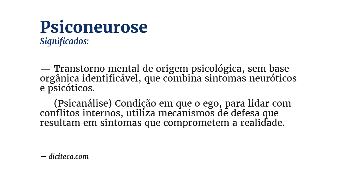 Significado de psiconeurose