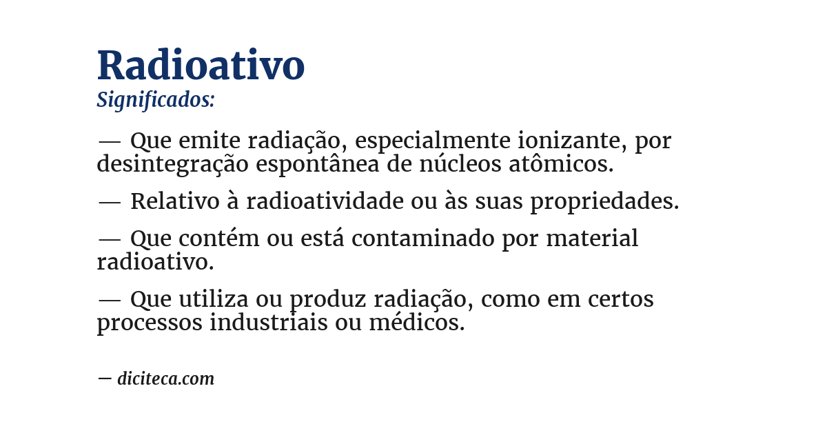 Significado de radioativo