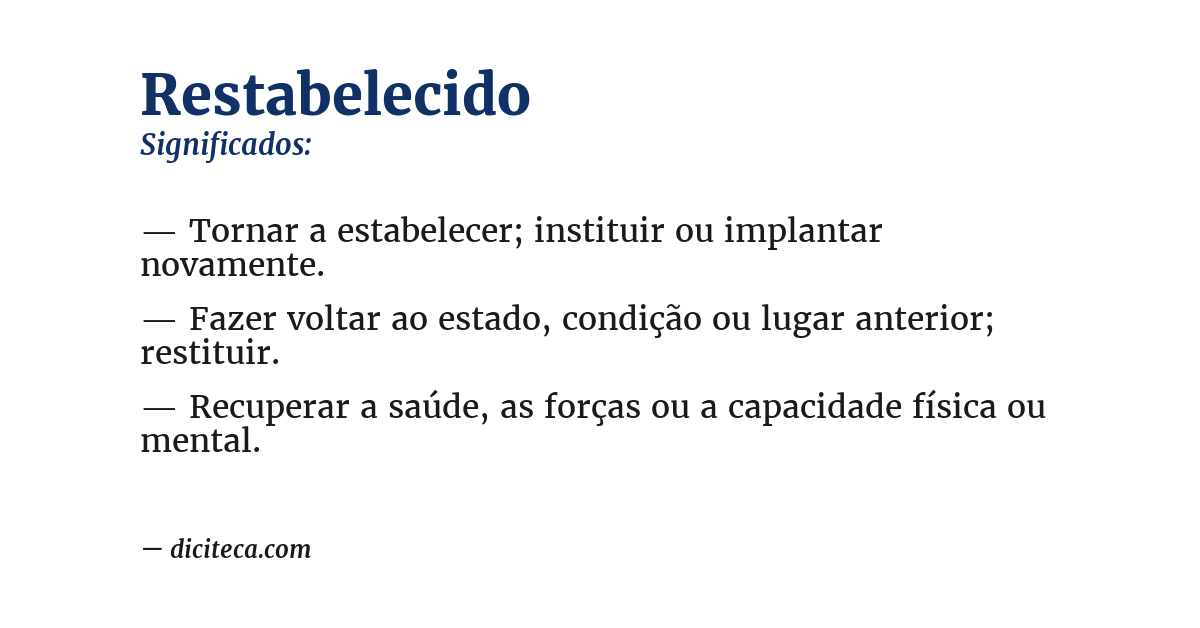Significado de restabelecido