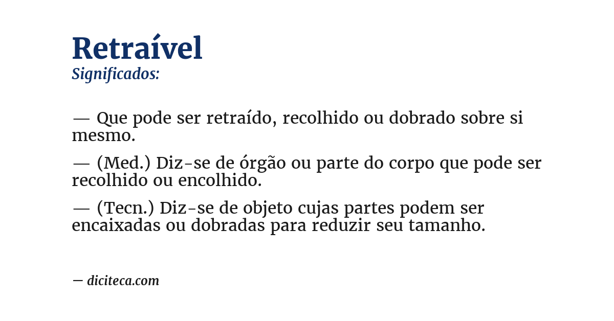 Significado de retraível