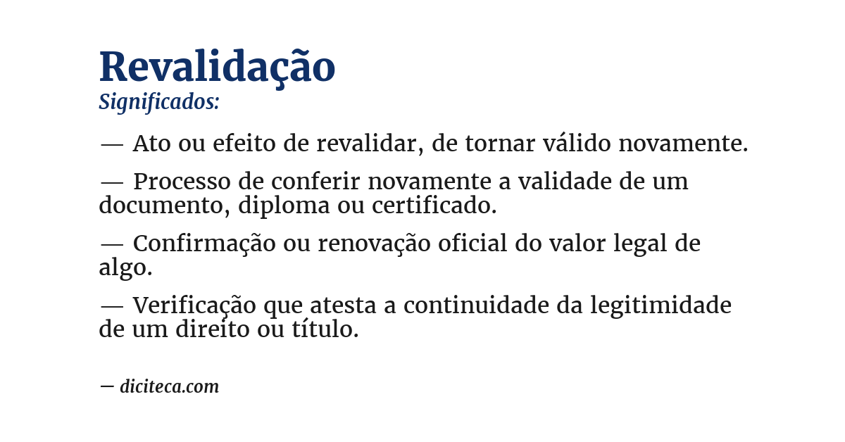 Significado de revalidação