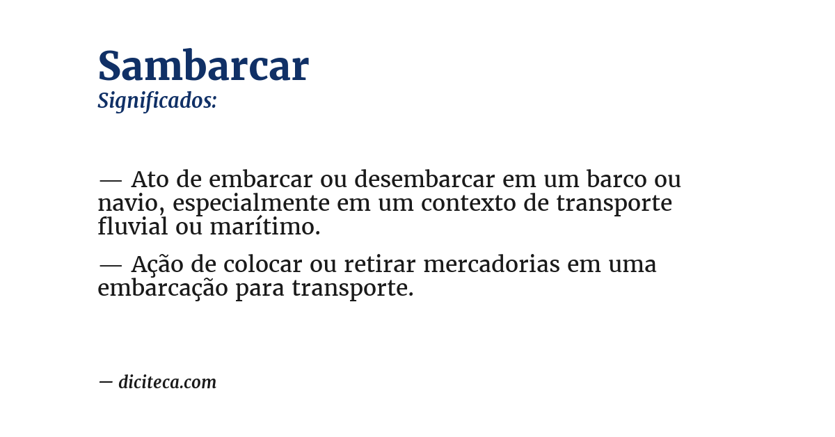 Significado de sambarcar
