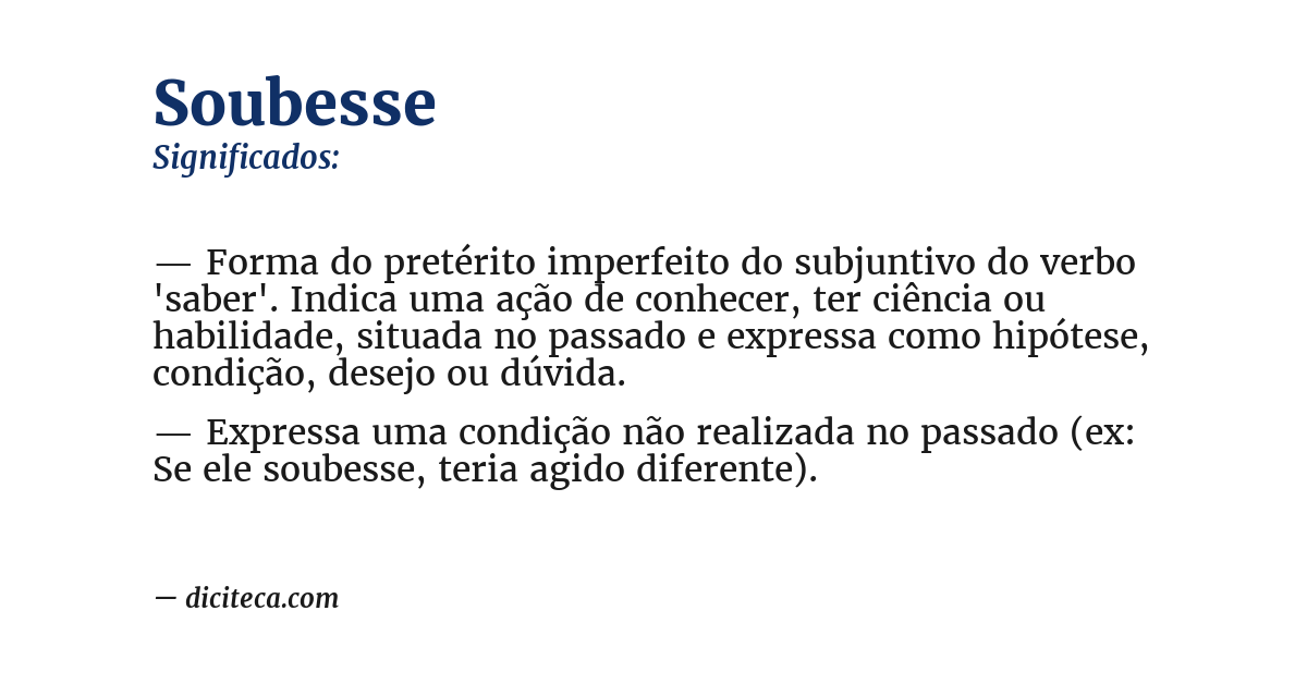 Significado de soubesse