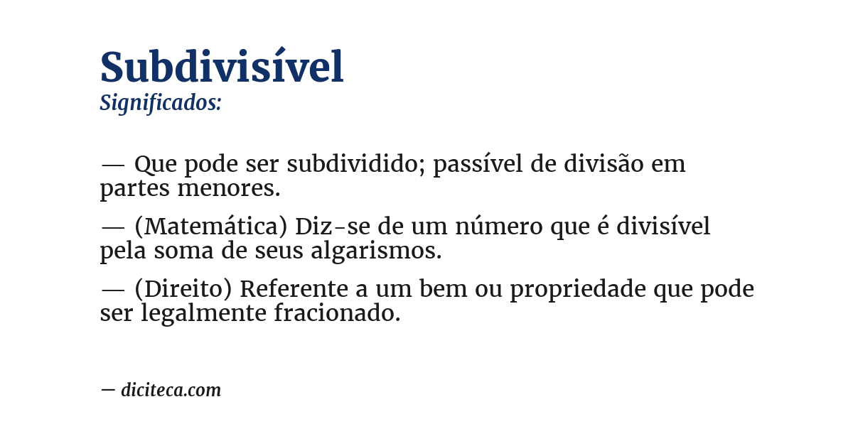 Significado de subdivisível