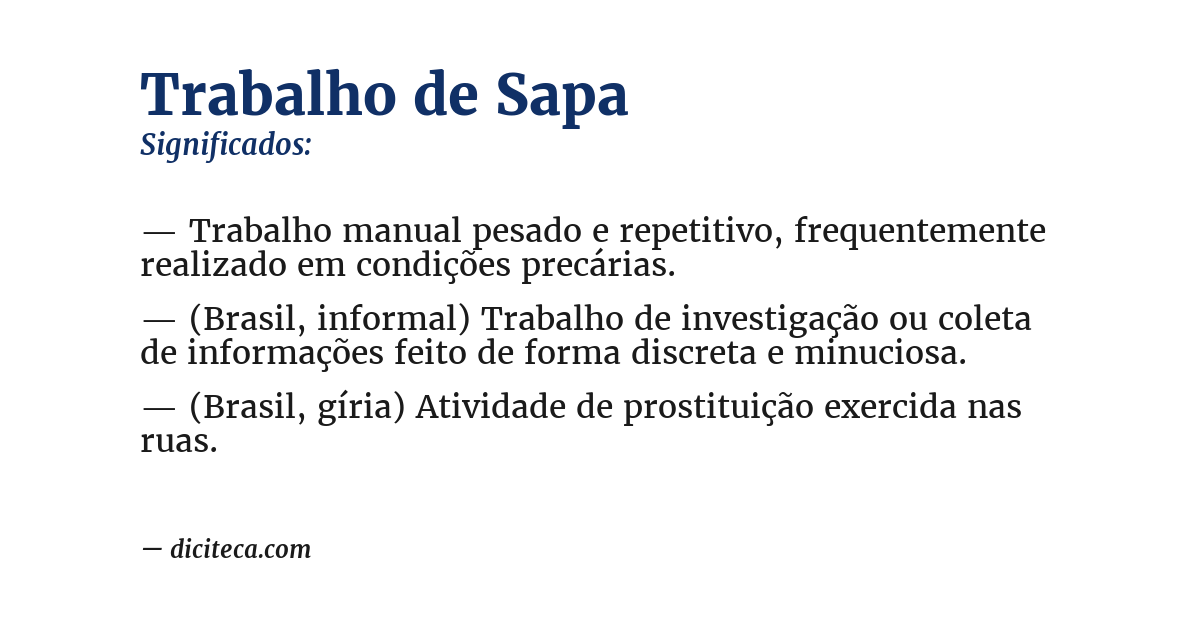 Significado de trabalho de sapa