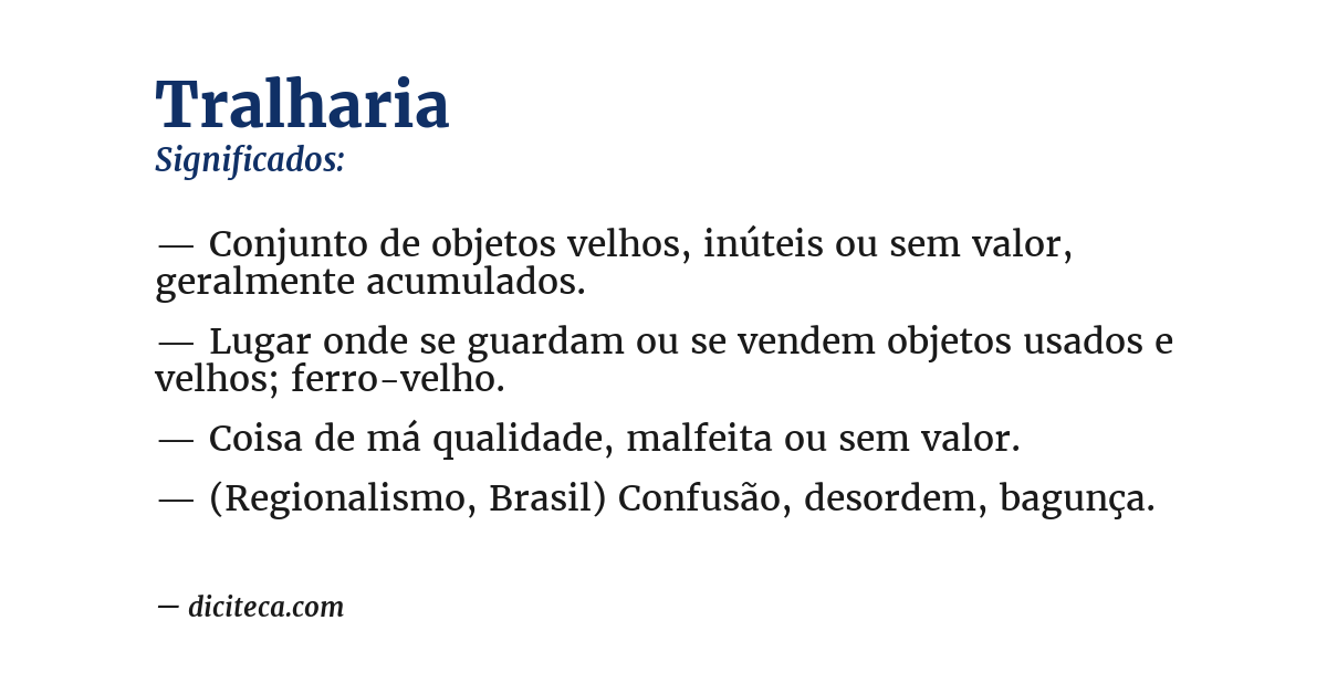 Significado de tralharia