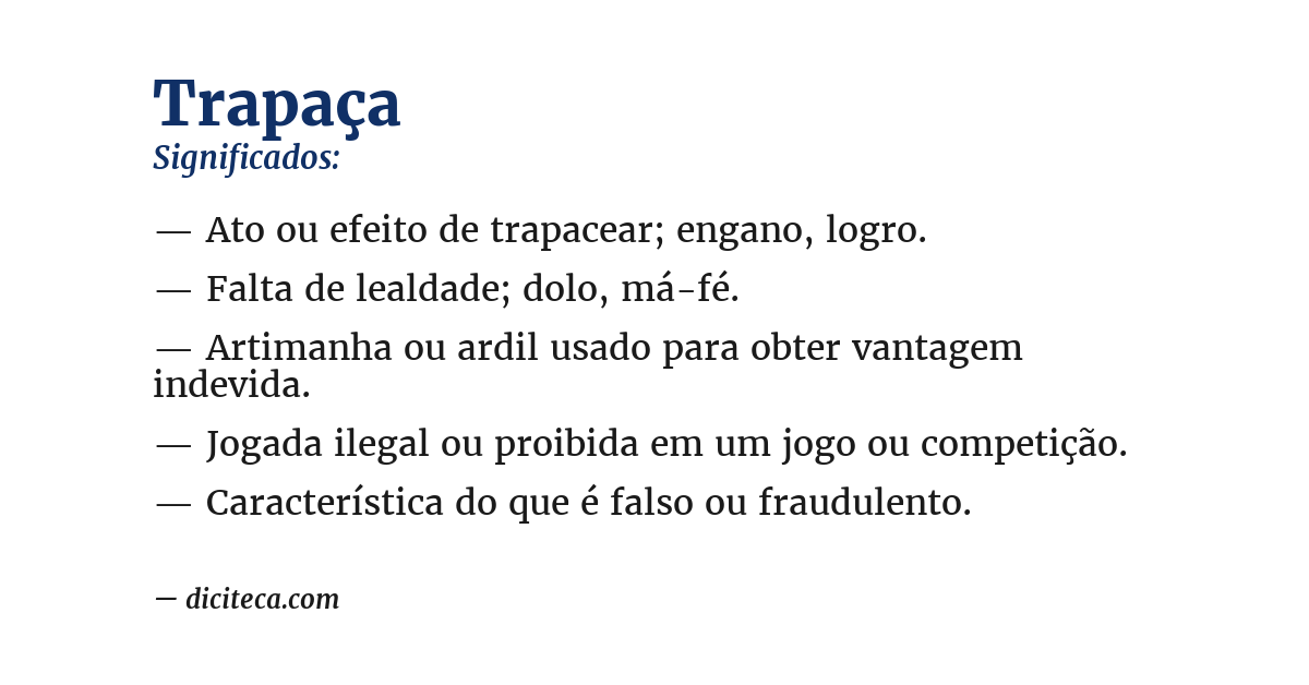 Significado de trapaça