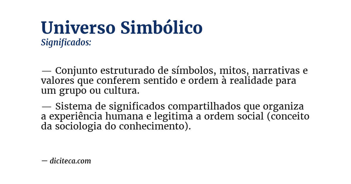 Significado de universo simbólico