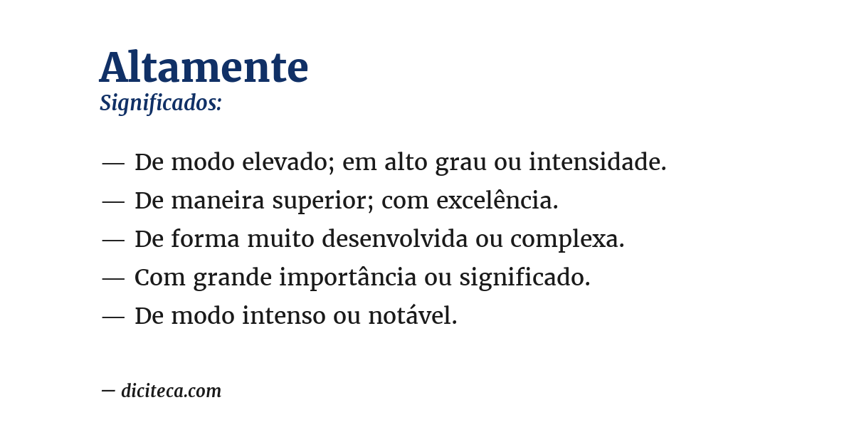Significado de altamente