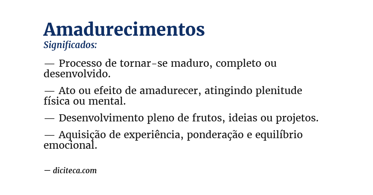 Significado de amadurecimentos