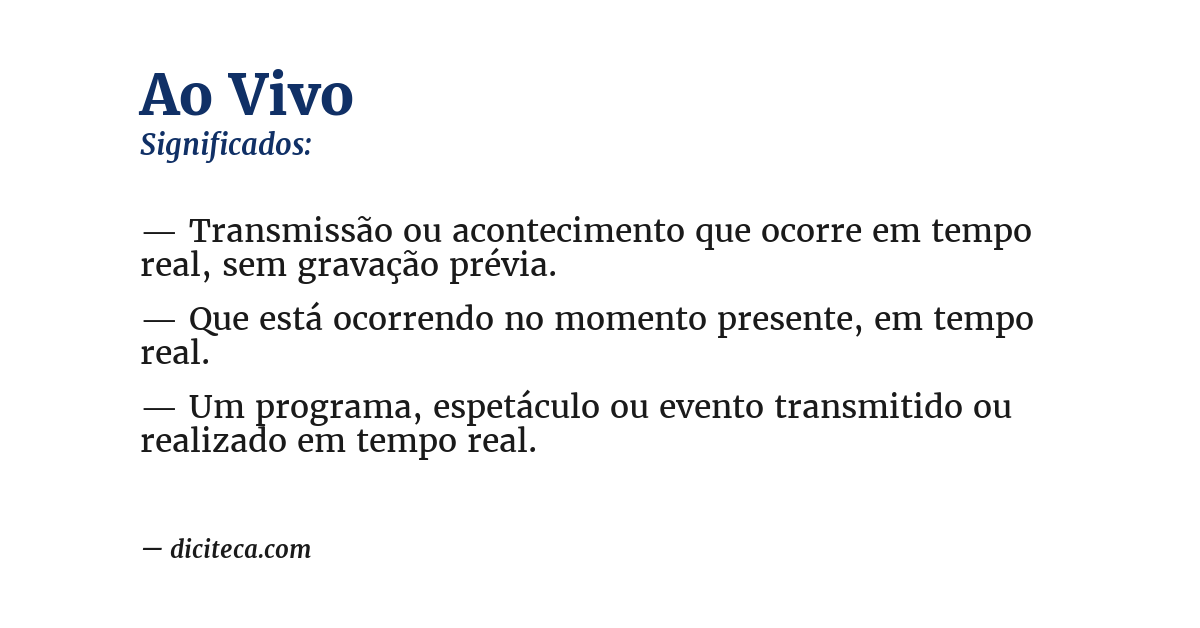 Significado de ao vivo