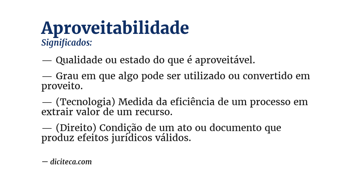 Significado de aproveitabilidade