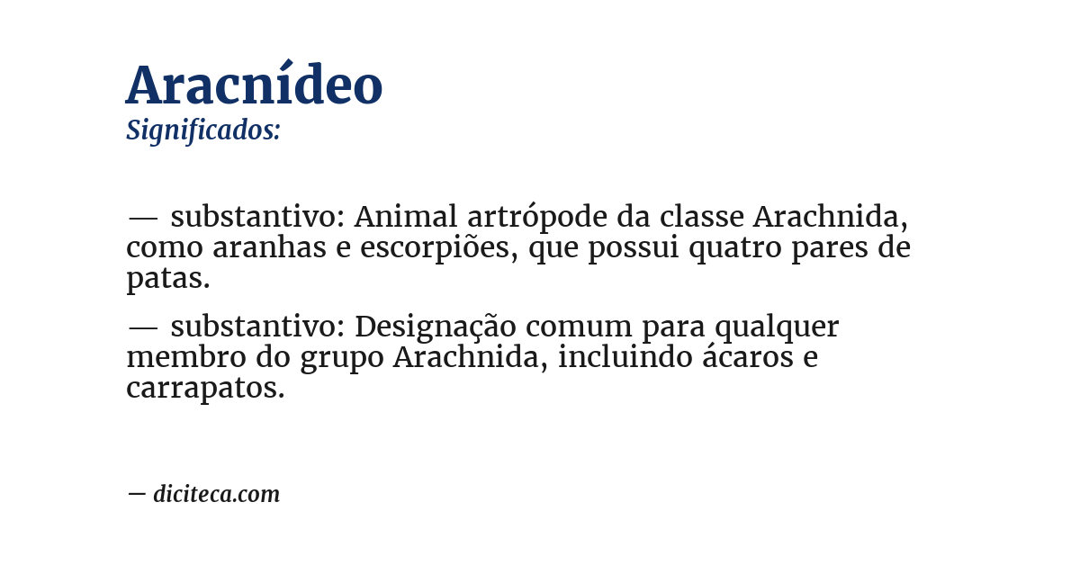 Significado de aracnídeo