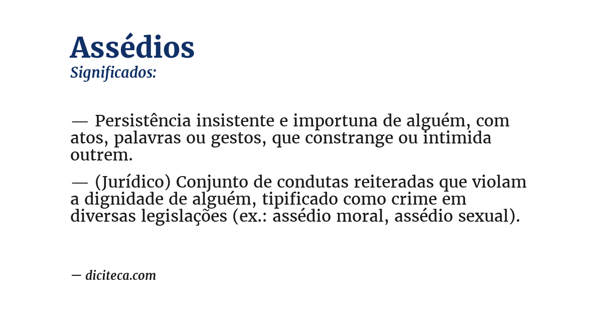Significado de assédios