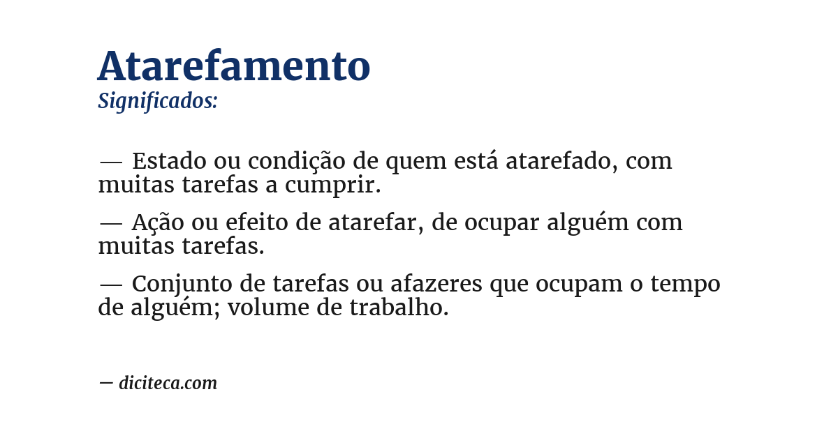 Significado de atarefamento
