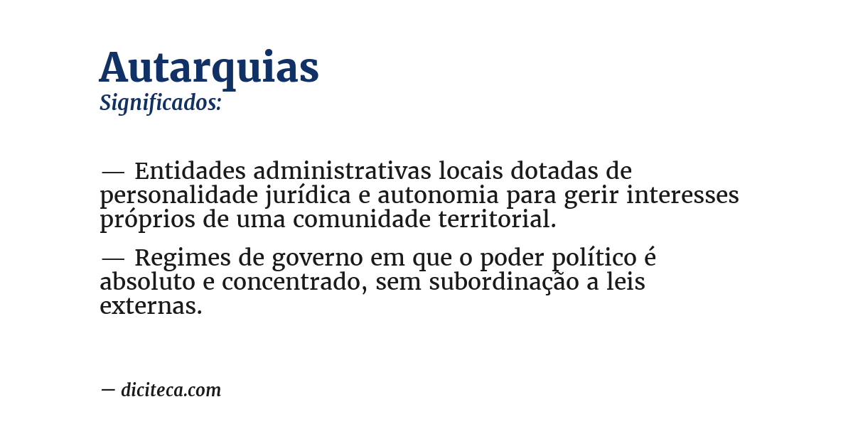 Significado de autarquias
