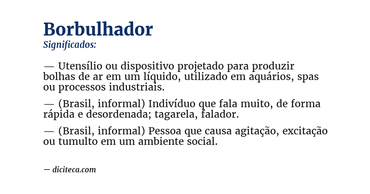 Significado de borbulhador