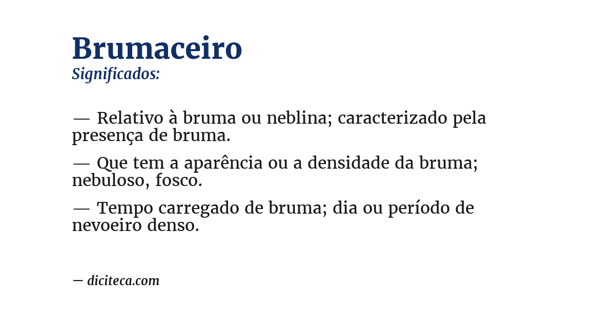 Significado de brumaceiro