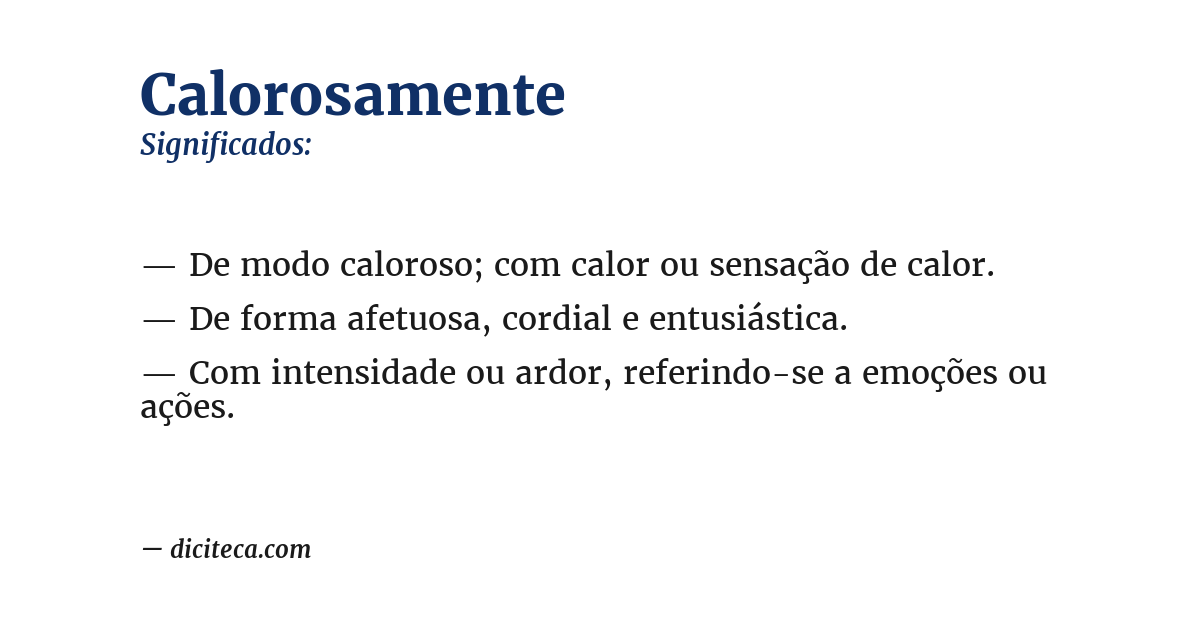 Significado de calorosamente