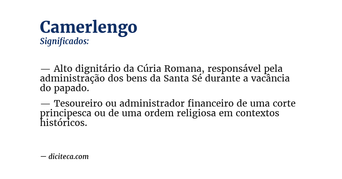 Significado de camerlengo