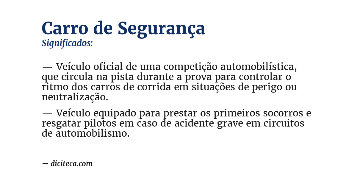 Significado de carro de segurança
