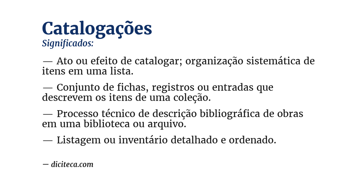 Significado de catalogações