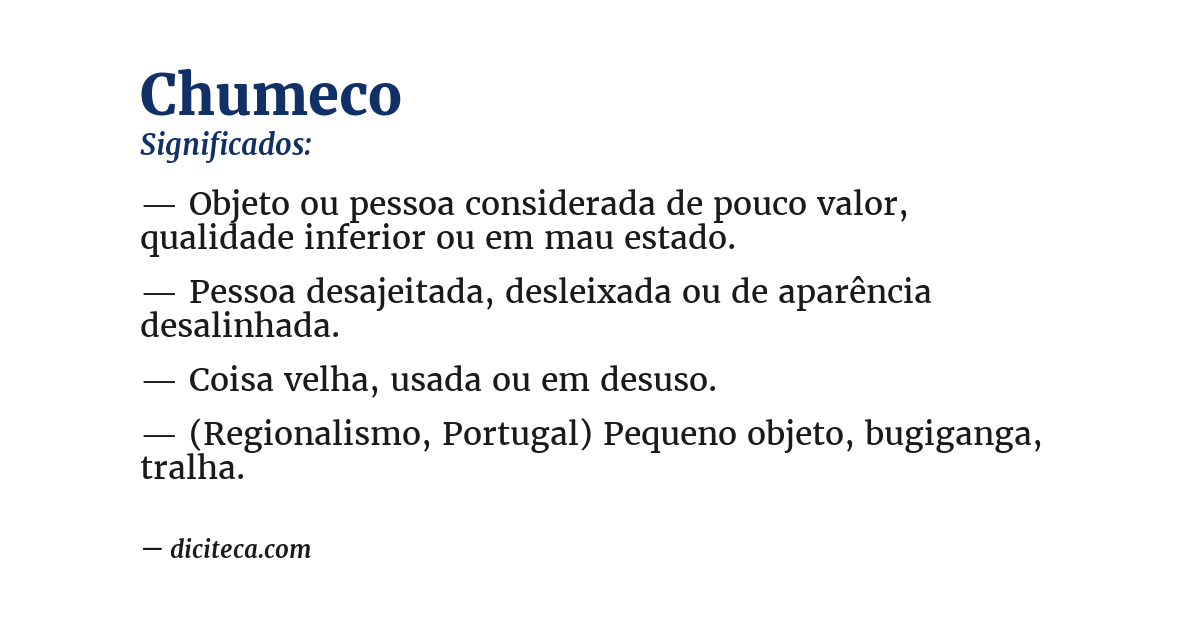 Significado de chumeco