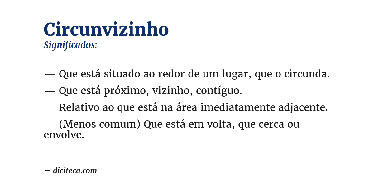 Significado de circunvizinho